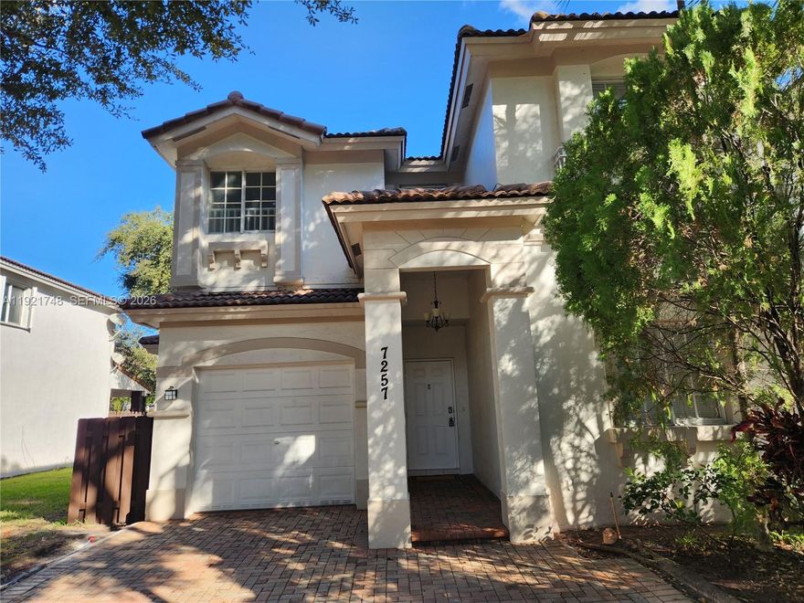 Fall in love with this very well maintained 4/3 + Den, Corner unit located in Doral Isles (Martinique). 1 bed and full bath at the bottom floor, House is Remodeled kitchen with stainless-steel appliances & bathrooms. The entire second floor has laminate wood floors. The Main Bedroom has a very large closet. The Garage can be used as office Room. Outdoor patio is perfect for entertaining. Excellent location with private Resort-Style Community Including amenities: clubhouse, 3 swimming pools, Jacuzzi, GYM, restaurant, soccer field, volleyball, tennis and basketball courts, playgrounds, nearby top-level schools for all grades, universities, restaurants, shopping centers and close access to Florida's Turnpike, 836, MIA Airport. Move-in ready. !!!SELLER IS VERY MOTIVATED!!!