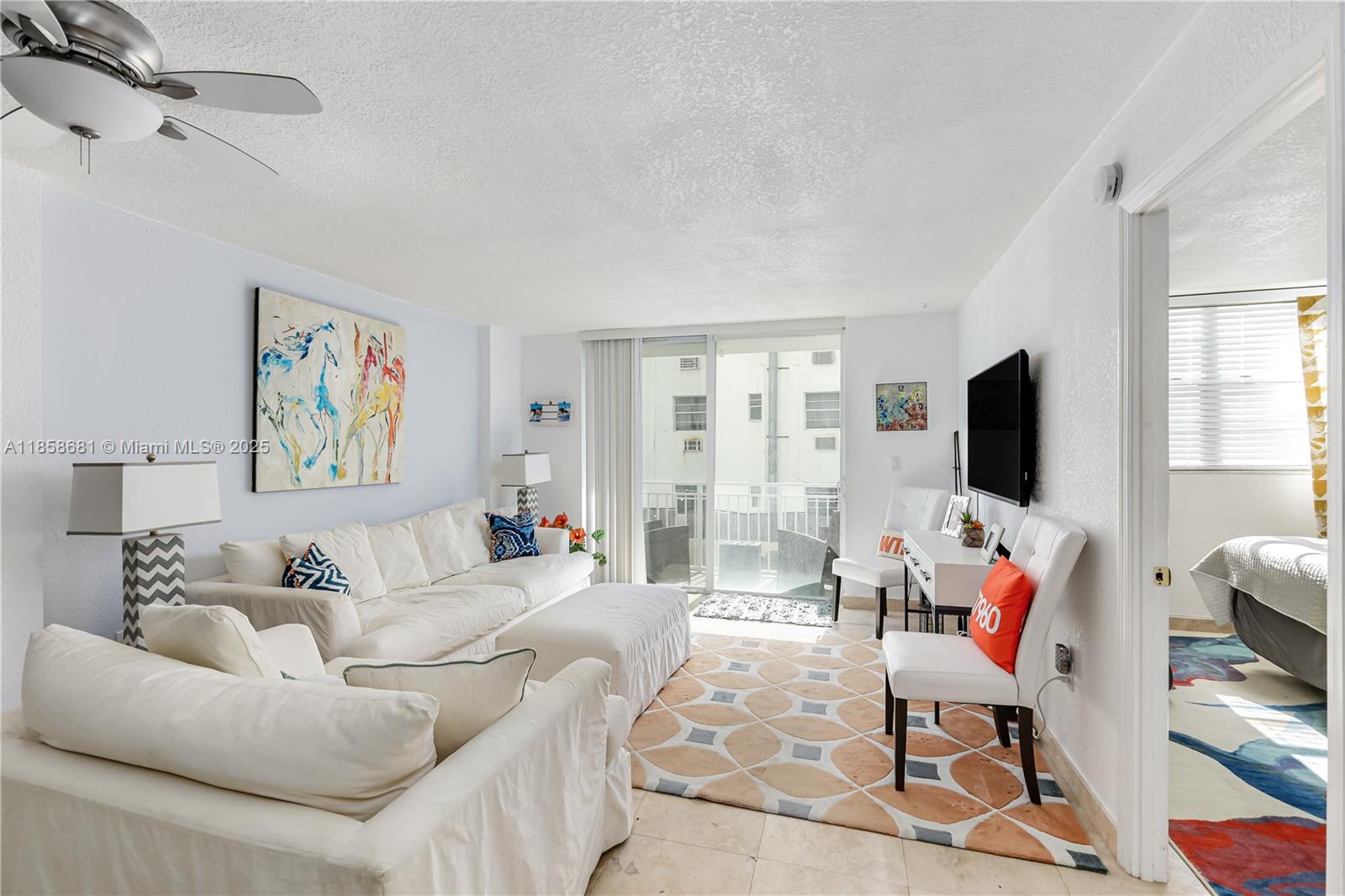 South Of Fifth gem! Beautifully updated 1 bed 1 bath condo with ocean view. The unit offers open kitchen with granite countertops, marble floors throughout, wood cabinets and stainless steel appliances, spacious redesigned marble bathroom with seamless glass shower door, Miele washer and dryer, central A/C. South East balcony view makes you feel like you live in a paradise! Ocean Condo has completed their 40 year recertification with new elevators, heated pool, new exterior with new impact windows and doors, new gym, new roof. Hurry, it will not last long. Call for a private tour.