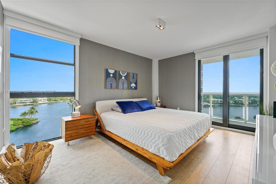 Live the waterfront lifestyle NOW! Fully furnished and move-in ready, this modern 2 bed, 2 bath condo features CRATE & BARREL furniture, custom wallpaper, Samsung appliances and hurricane Impact Doors. It offers canal and ocean views, a prime waterfront location across from a beautiful golf course. A stylish home that delivers comfort, convenience and a standout lifestyle. The building recently installed two electric vehicle charging stations, washer and dryer inside the unit. Rare opportunity, Don't miss this unit!!