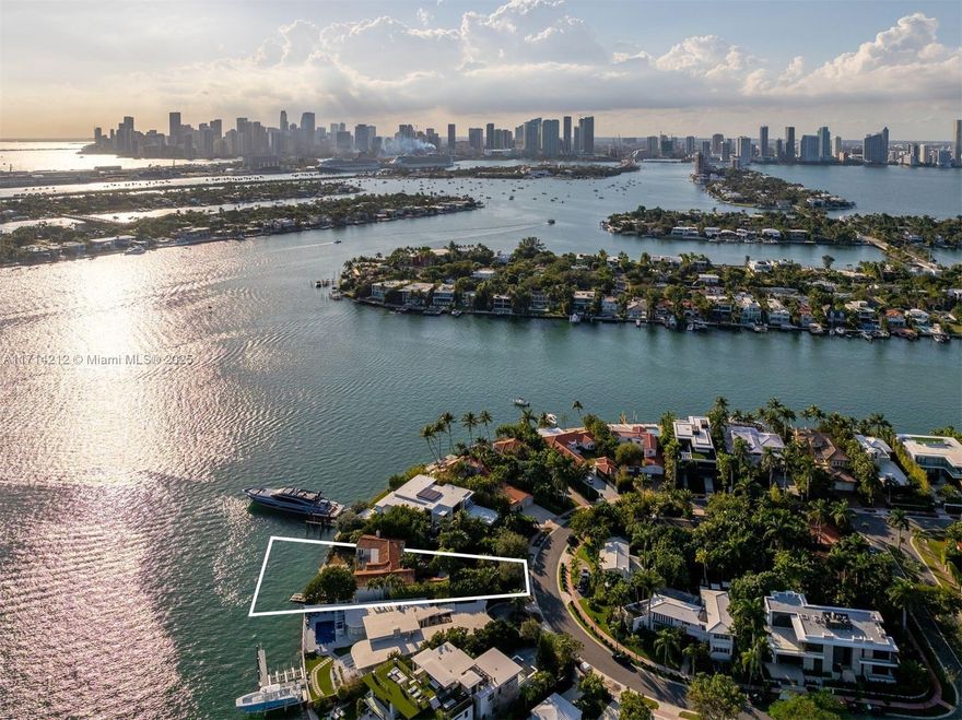 Perfect opportunity to build your dream home on the exclusive south tip of Rivo Alto Island. This oversized 12,900 SF lot features 105 feet of water frontage with stunning sunset views of the open bay and Miami Downtown skyline. The 2-story home boasts 4 bedrooms, 5 bathrooms, and 6,236 SF of living space, including a sparkling pool with breathtaking vistas and a private dock offering the ultimate boating experience. Located in the coveted Venetian Islands, this property is just minutes from Miami’s finest dining, beaches, and shopping. Renovate the current residence or design a custom sanctuary, this property provides an extraordinary canvas to create a luxurious island retreat. Experience the best of Miami living with privacy, elegance, and unmatched open water views.