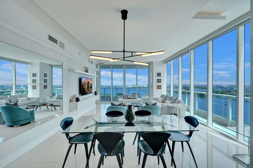 Welcome to the most stunning 3bed/3bath renovated corner unit with high ceilings and unbelievable direct water views. This boutique luxury 5-level service condo residence was a Steven-G model residence unit curated for the developer and features. Floor-to-ceiling windows, high ceilings, a newly renovated custom kitchen and wall unit, custom lighting and drapes, a huge wrap-around terrace with both sunsets and sunrises, and custom-renovated bathrooms. Huge master bedroom with a large walk-in closet and an upgraded, stunning shower, direct balcony access, a private foyer, and much more.  Located directly across from one of Miami's most beautiful parks, featuring dog park, basketball courts, volleyball courts, tennis courts, and picnic areas.