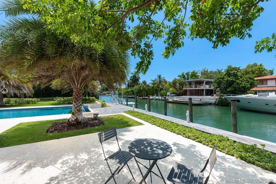 Located on the most desirable Sunset Island 3 an oversized 18,800Sq foot lot with 107 feet on the protected waterway this beautiful one story move in home offers 6 bedrooms and 5.5 bathrooms with large closets and open spaces throughout. Because of its southern exposure you can enjoy recently updated back yard with a infinity edge pool, covered summer kitchen/bar, 90 FT Ipe wood dock w/electric boat lift.