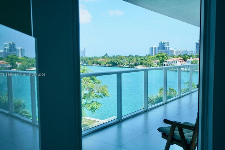 Breathtaking waterfront vistas! This luxury boutique 9-story waterfront residence with only 41 units. Ideally located steps away from the beach, Bal Harbour shops, gourmet dining and nightlife. The unit features high ceilings, impact windows, sleek Italian cabinetry with Viking appliances, and quartz countertops, nicely furnished and decorated, also a very spacious balcony with tranquil water views, and two parking spots. ¡Exclusive Island living! It features a bayfront water deck, a state-of-the-art fitness center, sauna, a waterfront summer kitchen, a boat dock, two pools, kayaks and paddle boats available.