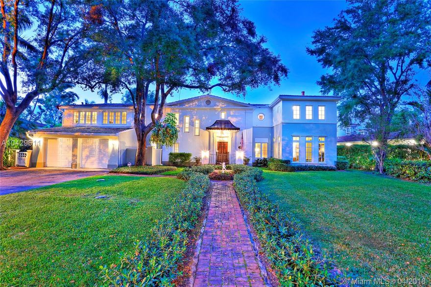 Whether you like the big picture such as perfectly-framed views of the Biltmore Golf Course & Hotel, or you love small details like hand-wrought plaster moldings, this 6,527 SF home is perfect! Located on a 17,500 SF lot on a little-traveled street, this stately residence incl 5 BR/ 4.5 BA & was renovated & expanded.  Elegant foyer welcomes you to enjoy the gorgeous liv rm w/ fireplace, music rm, bar, & elegant din rm.  Views continue in the chef’s kit w/ breakfast rm & huge family rm w/ coffered ceils, tall wndws, & access to the patio & pool.  The 2nd-flr master is a sanctuary w/ its sitting rm & marble bath.  3 additional BRs upstairs, 1 w/ its own study.  Refined millwork, hardwoods, impact glass, 2 laundry rms, transom wndws, & more make this one of the finest homes in the Gables.