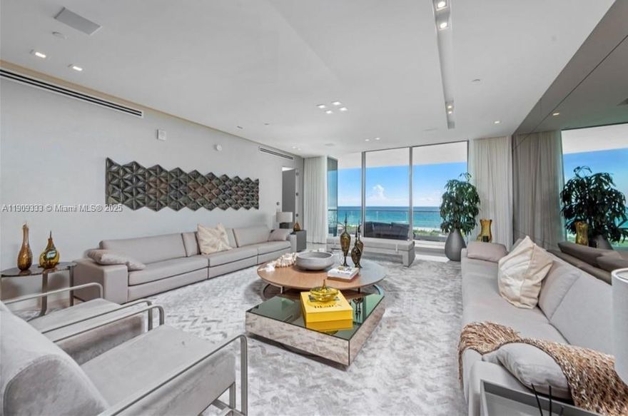 Experience oceanfront luxury at its finest in this spectacular Fendi Château residence in Surfside. This one-of-a-kind masterpiece offers 3,232 SF of interior space with expansive oceanfront terraces. Professionally designed and fully furnished by Artefacto, the 3-bedroom + staff quarters, 4.5-bath residence features marble floors, floor-to-ceiling impact windows, smart-home automation, and private elevator entry.

Enjoy world-class amenities including 24-hour concierge and security, full spa with sauna and steam room, oceanfront pool, state-of-the-art fitness center, restaurant, wine cellar, and private beach service. Two assigned parking spaces and valet included.