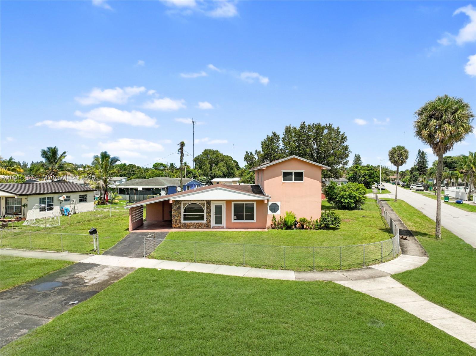 Miami Gardens – 3 Bedroom, 2 Bath Home
Situated on an oversized 9,253 sq. ft. corner lot, this property offers endless potential. Featuring a spacious layout with both tile and carpet flooring, a dedicated laundry room, and a walk-in closet. The expansive backyard provides plenty of room to add a pool or create your dream outdoor space. With no HOA, this home is perfect for investors or a handyman’s dream project. Conveniently located near the Hard Rock Stadium, major highways, shopping, and dining.