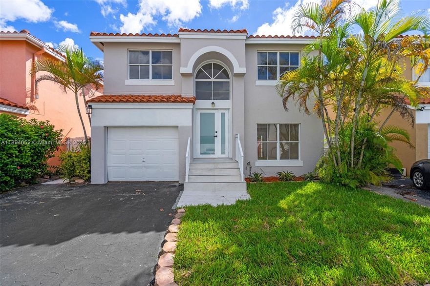 Just Remodeled Beautiful 2 story house featuring 3 bedrooms 2 1/2 bathrooms of comfortable living space. This house has fully upgraded with new flooring, High hats lighting, Fresh paint inside and out, New laminated floors thought the house, New kitchen, bathrooms, new impact glass door and much more. The community of Alhambra features a beautiful lake with a community pool and racquet ball courts. Close to 836, 826, shopping centers, schools, supermarkets and mall, Just minutes away form Miami international Airport.