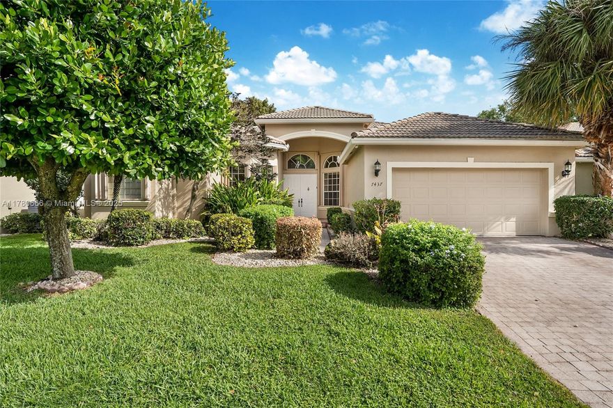 Explore the stunning lake views at 7437 Viale Michelangelo Dr. at Villa Borghese's highly sought-after Perugia largest model. This meticulously maintained home features timeless elegance with modern functionality. The split layout is flooded with natural light, showcasing volume ceilings and a seamless flow. The luxurious primary suite offers a tray ceiling, dual walk-in closets, and a spa-like ensuite with dual vanities, a deep soaking tub, and a frameless shower door. 3rd bedroom may be used as an office, powder room, 2-car garage. Step out to the extended patio and take in the breathtaking lake views complete with accordion shutters. Don’t miss out on this move-in ready gem! HOA includes: home painting every 7 years and tree trimming once a year.
