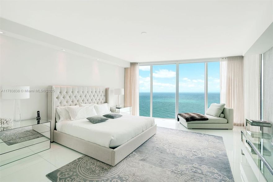 Gorgeous, high floor, direct ocean views await you in this fully furnished apartment featuring 3 large bedrooms, 3.5 bathrooms and den with spacious closets throughout. Private elevator entrance opens to spectacular ocean views, white glass floors and elegant design and furnishing. The unit Includes wine fridge, breakfast bar and blackout curtains in the bedrooms. Trump Hollywood offers beach access and luxurious amenities: beautiful pool, fitness & spa center, tennis and basketball courts, wine and cigar lounges and 24hr concierge and valet services.