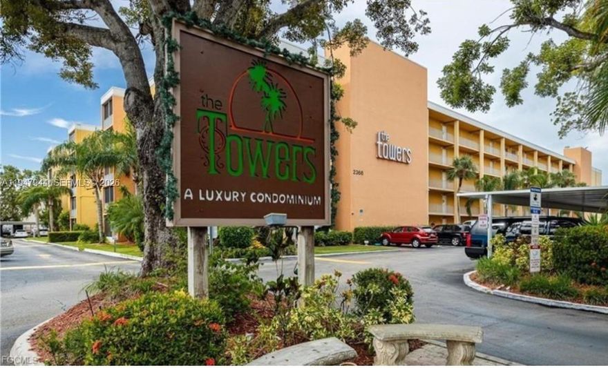 Discover this beautiful 2-bedroom, 2-bath condo with nearly 1,100 sq ft of comfortable living space, complete with private carport parking, in the Towers community.

The spacious great room opens to a screened lanai overlooking the common areas and pool. Recent upgrades include a new AC system and tankless water heater installed at the end of 2024. The primary suite includes a walk in shower and generous closet space, while the guest bath offers a tub/shower combination.

Conveniently situated near the laundry facility and elevator, the community features a pool, clubhouse, and BBQ area. Just steps from shopping, dining, and Starbucks, with easy access to Colonial Blvd., I-75, and US-41.

With other units in the community being renovated, this is a great opportunity to buy before improvements and growing demand begin to drive values higher. Ideal as a primary residence or seasonal retreat at The Towers Condos.