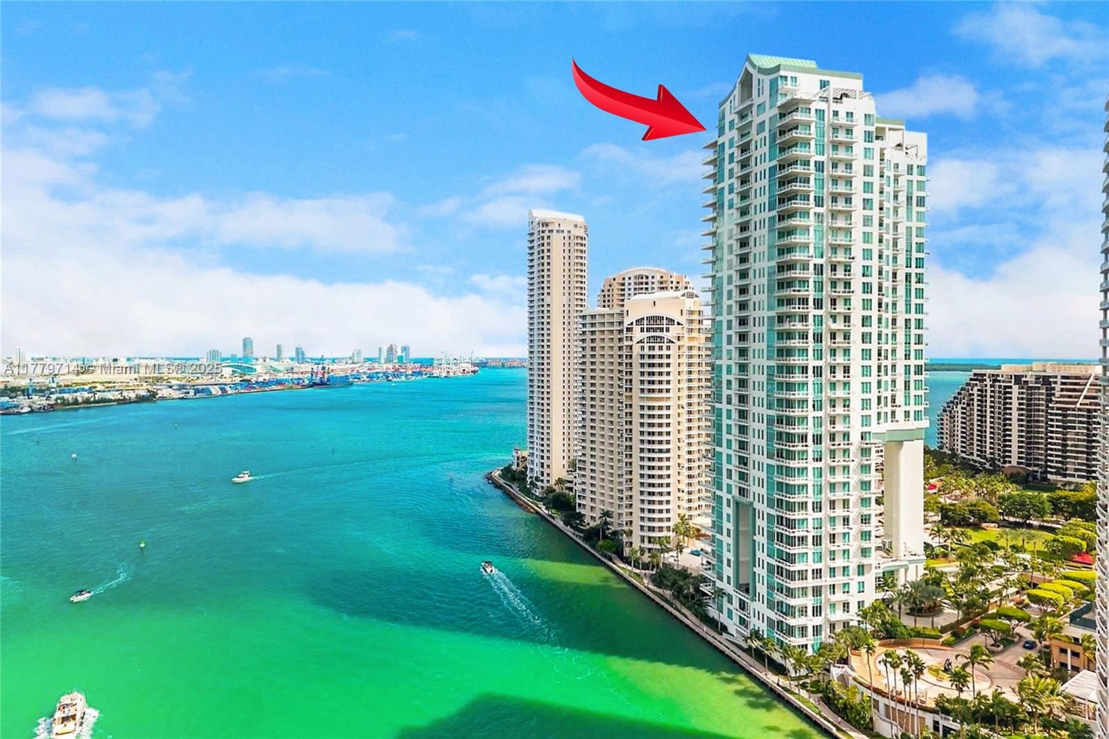 Discover elevated living in this fully furnished Sky Residence at Asia Brickell Key, blending luxury, privacy, and panoramic views. This 3-bedroom plus Den, 4.5-bath home features a private elevator, 12-foot ceilings, and floor-to-ceiling windows showcasing Biscayne Bay and the Miami skyline. Four oversized balconies offer ideal spaces for relaxing or entertaining. The chef’s kitchen boasts premium appliances, and sleek finishes. A service elevator and maid’s quarters with full bath add extra convenience. Offered turnkey with designer furnishings. Asia provides top-tier amenities including a waterfront pool, fitness center, spa, concierge, valet, and 24/7 security—all in the exclusive gated Brickell Key, just steps from Brickell City Centre and fine dining. Some wall art not included.