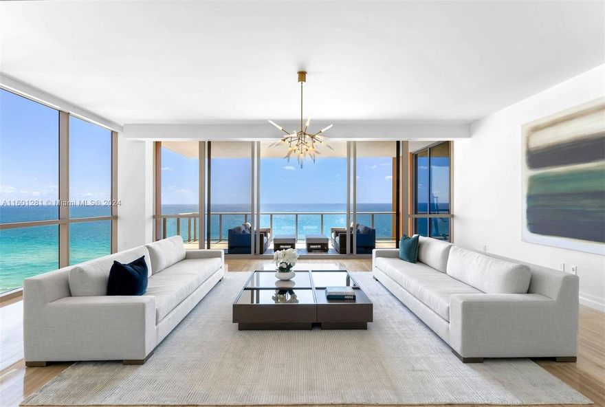 Luxury condo living reaches new heights in South Florida at The Mansions at Acqualina. Residence #1401 is a lavish beach retreat. Tastefully decorated this stunning 4,609 SF, 3 bed/6.5 bath oceanfront condo features abundant natural light, 2 expansive terraces w/a private jacuzzi and summer kitchen. Rarely used & never rented, it includes a private entry foyer, smart home technology, fully integrated window shades, gas fireplace, marble, & wood floors, a spacious primary suite w/direct ocean views, his & her primary baths, and crocodile-embossed leather closets. Indulge in top-tier amenities & luxury services from the Acqualina brand, such as a Rolls Royce house car, spa & hammam, golf simulator, wine room, & services from the Forbes 5-star Acqualina Resort, voted best hotel by US News.