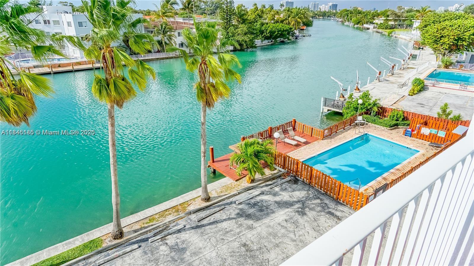 1B + 1B Coral Bay Club Condo located on posh Normandy Island. Perfect Miami Beach lifestyle. FRESH PAINT, TILE. WASHER & DRYER INSIDE. Relax on your waterfront balcony and enjoy the sunset view with the Miami skyline in the background. Secured parking, and waterfront pool. Normandy Island has golfing, tennis, parks, restaurants, and is a few blocks from the beach.