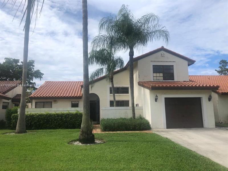 Beautiful Gated Community single family 3 Beds 2 1/2 Baths 01 car garage. Feature large eat-in kitchen, Large Walk-in closet in the master bedroom. Water view from living room, kitchen and master bedroom. Tile and new vinyl floor & screened-in patio. Fresh painted. This great Community features tennis court, heated pools, a child play area & an absolutely incredible fitness center. Located close to I 95, the Turnpike & Sawgrass Expressway. Pets allowed.