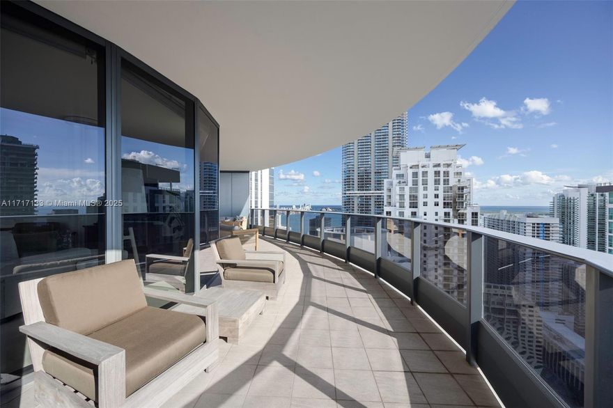 This exceptionally spacious 3-bd, 3.5-bath corner unit is located on one of the highest floors of the prestigious, state-of-the-art Flatiron building in the heart of Brickell. Offering breathtaking, expansive views to the east, south and west, this residence features a wrap-around balcony—perfect for enjoying Miami’s spectacular sunrises and sunsets. The interior boasts an open, airy layout with high-end finishes throughout, including Miele appliances, built-in closets and custom window treatments, amongst many others, designed for both comfort and style. Top-of-the-line amenities include a rooftop pool, fitness center and more. Ideally situated in a central location, you’re just steps away from the best dining, shopping, and entertainment Brickell has to offer.