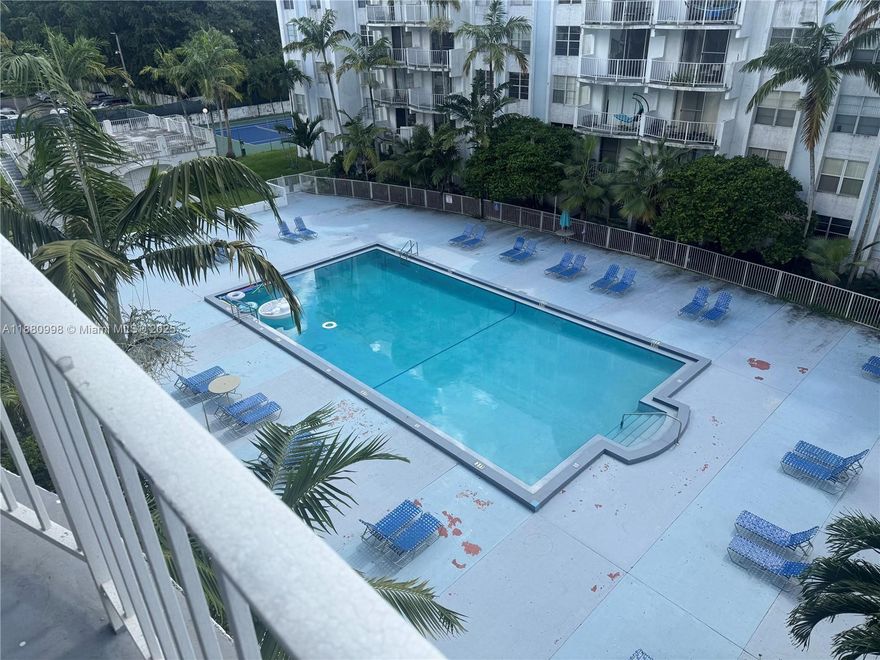 Nice unit ready to move in. Large bedrooms with plenty of closet space. Unit is on the 5th floor with great view to the pool from large balcony. Great value for first time home buyers or Investors. Easy to show.