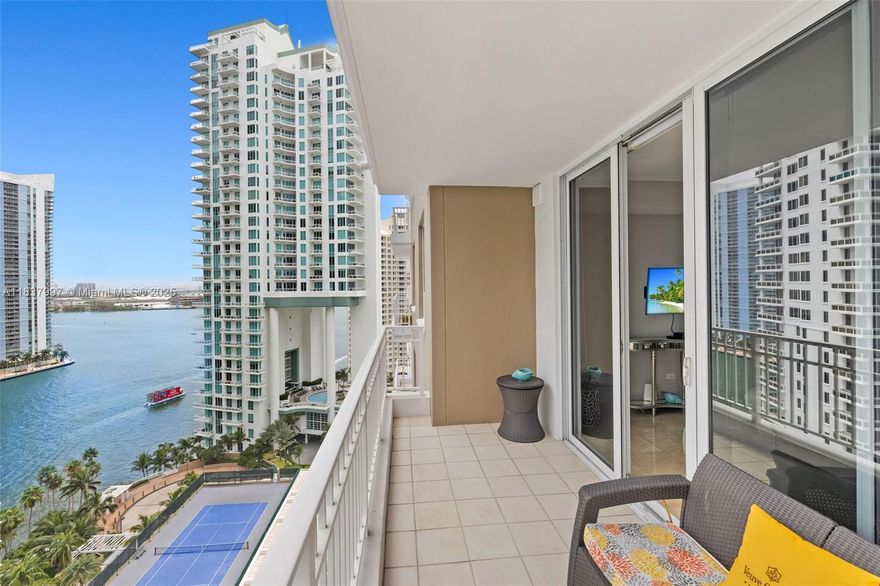 Experience the privacy and charm of Brickell Key in this 1 bed / 1.5 bath residence at The Courts at Brickell Key. This unit features water & city views from the living room and master bedroom. Thoughtfully laid out for both comfort and functionality, the apartment features a generous living room, dining and kitchen areas, an oversized master bedroom & private balcony. Building amenities include - waterfront pool, renovated gym, racquetball, kids room, valet & more. Brickell Key has 24 hour security, parks, shops and is aa 5 minute walk from Brickell. Available Fully Furnished