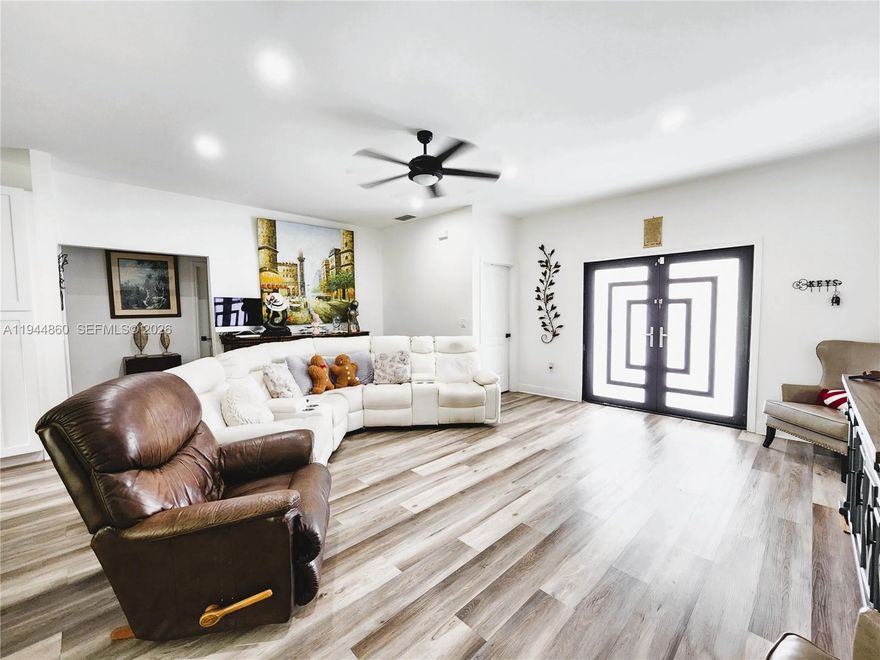 For sale: This immaculate, contemporary home located in the desirable Golden Gate Estates offers modern living on a spacious 2.73-acre lot. Built in 2024 and gently lived in for just one year, the property features 3 bedrooms, a versatile den, and 2 full bathrooms laid out in an open-concept design that provides both comfort and functionality. The quartz kitchen countertops, impact-resistant windows and doors, and elegant finishes throughout add a touch of sophistication. With ample outdoor space, this property offers the perfect opportunity to build a guest house, workshop, or recreational area, all without HOA restrictions. Surrounded by nature yet conveniently located near top schools and amenities, this home is ideal for those seeking privacy, flexibility, and the chance to expand their dream lifestyle in Southwest Florida.