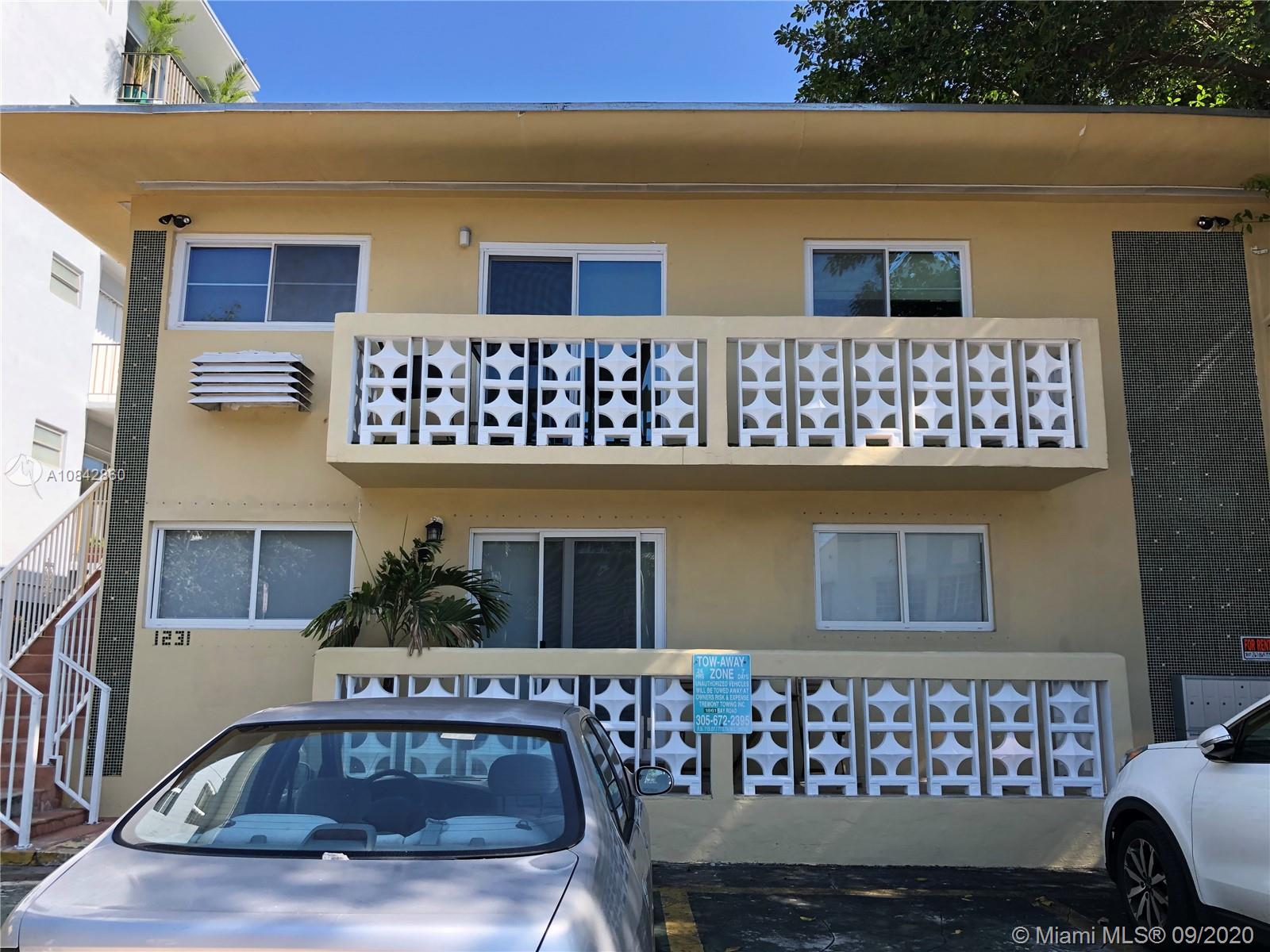 Nestled in the heart of South Beach. A walking distance to Lincoln Road and a short walk to The Ocean. A prime LOCATION 1 Bedroom,1 Bathroom.Specious Living area with lots of light on a first floor of a two story building.Washer and Dryer in the unit.Gated and Secured with a parking space in the front and back of the building. Could be rented twice a year. Call or text Agent to schedule Showing;If no in-person/onsite showings are being permitted, a virtual tour/video is available or Virtual Showing may be scheduled through your agent.