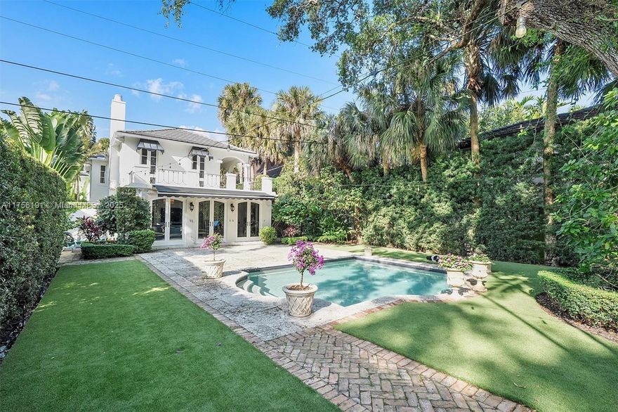 Seize a rare opportunity to own a historic gem in Coral Gables' original French Country Village. Built in 1926, this charming home blends timeless elegance with modern amenities, perfectly situated in the heart of Coral Gables. Highlights include graceful wrought-iron balconies that overlook lush, expansive gardens, a spacious backyard with a pool and gazebo. Offering 4 bedrooms, 3.5 bathrooms, and thoughtfully updated interiors. Nestled on a double lot, it’s perfect for entertaining, featuring a formal living room, dining room, and a gourmet kitchen that was featured in Coral Gables Community Foundation, "Tour of Kitchens". Please see attached picture with architectural drawing square footage.