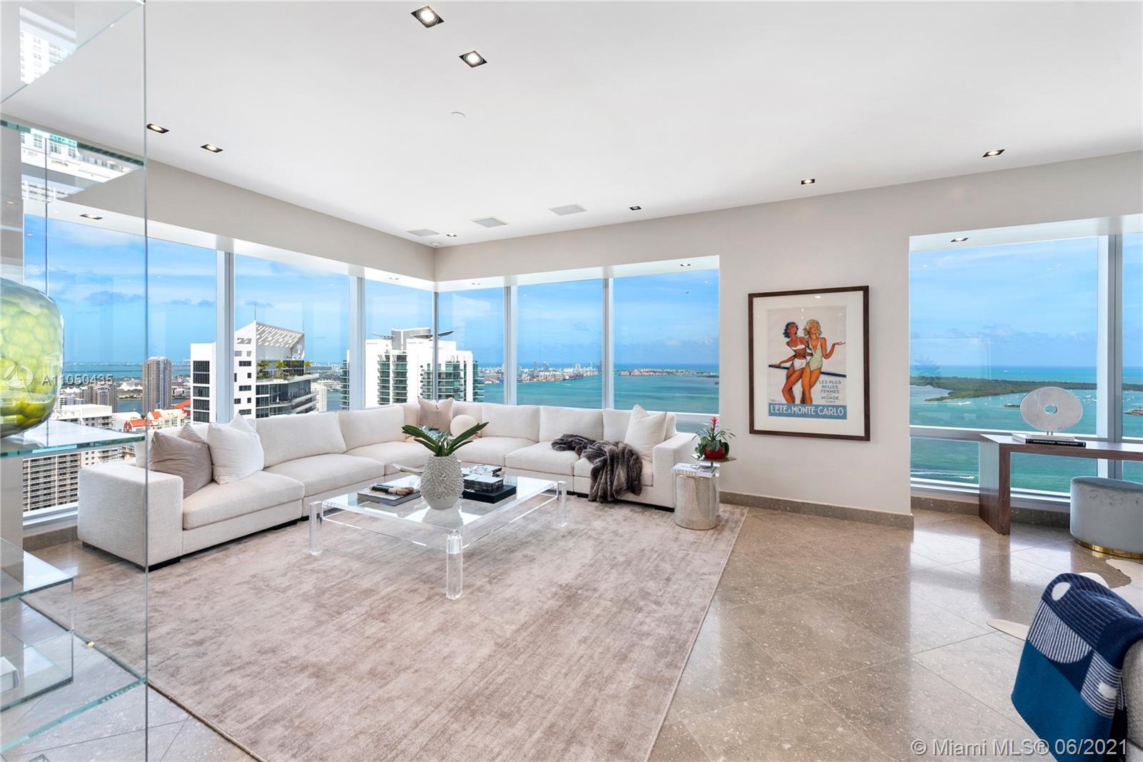Exclusive 5-star living in the heart of Brickell at the Four Seasons Residences Miami. Enjoy sleek and spacious interiors highlighting striking skyline and bay views from every room. This coveted E-Line residence has undergone a full renovation including kitchen with Euromobil Italian Cabinetry, Dolomite Stone Counters, and Miele and Sub-Zero appliances. Expansive primary suite includes bath with steam shower and Hansgrohe fixtures as well as large custom closets. Open living spaces and large bedrooms are connected with Control4 Smart Home System. Four Seasons residents enjoy world-class amenities including two swimming pools, Equinox gym membership, spa, two onsite restaurants, and reciprocal benefits at Four Seasons properties across the world.