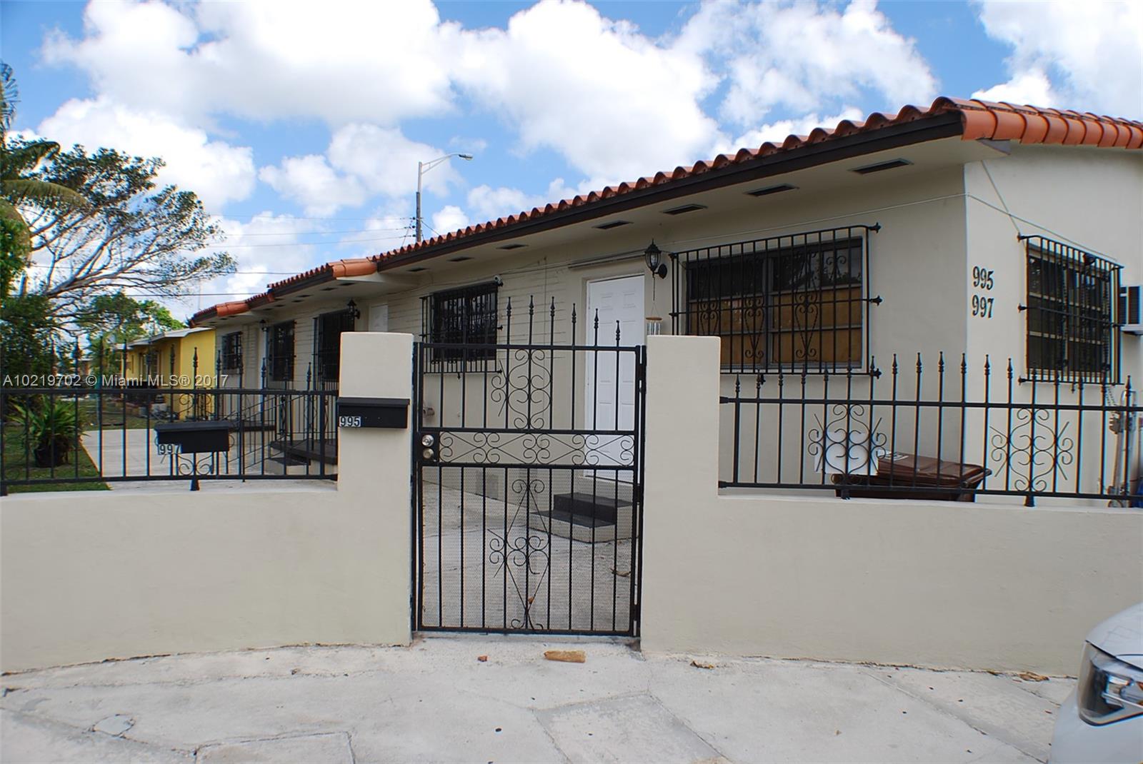 Duplex 2 bedrooms 1 bathroom remodeled Must See. Ceramic tile floors, new kitchen & bath room, New Central A/C, 2 Parking spaces, Utility Room equipped for washer & dryer or storage. Very Centrally located, close to Miami International Airport and expressways. Unit is in excellent condition. Rent includes lawn maintenance. Tenant must provide proof of income, credit report, and police background check. No Pets