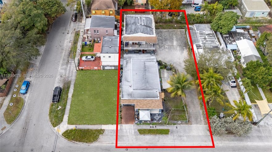 Attention investors and developers! Prime land assembly: two contiguous lots totaling 11,040 SF (0.25 acres) in Allapattah's high-growth NW 27th Avenue corridor—portfolio includes adjacent parcel (separate folio) A 11956823. T4-R zoning, immediately west of Wynwood where land values are surging. Existing 5-unit building generates positive cash flow while you secure permits and plan your development—earn income during the approval process. Federally designated Opportunity Zone with superior access to SR-836, I-95, Wynwood, Health District, and Downtown Miami. Rare quarter-acre development site with built-in rental income in Miami's fastest-appreciating submarket where institutional capital is aggressively acquiring land.