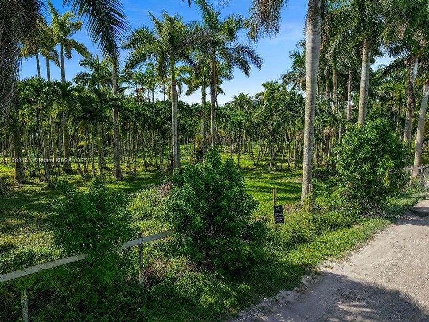Discover 2 acres of lush land in the heart of the Redlands, filled with mature palm trees and natural beauty. Property offers dual access from 206th Ave and 207 Ave for convenience. Currently zoned agricultural, this parcel presents endless possibilities for farming, nursery, or investment. You can put RV's, trucks, anything on wheels at the present moment until you rezone property. Located directly across from the future Turnpike extension to the Keys, the site holds incredible long-term potential. Owner open to seller financing with strong down downpayment. Don't miss this unique opportunity! Owner is motivated.
