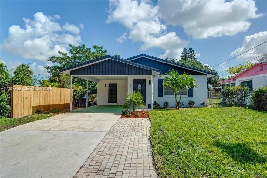 Welcome to your fully renovated, move-in ready home in the heart of Riviera Beach! NO HOA 
This beautifully updated residence features a bright, open-concept layout with a stunning modern kitchen at the center of it all—complete with sleek cabinetry, countertops, stainless steel appliances, and a spacious island perfect for entertaining.
Enjoy seamless flow between the living, dining, and kitchen areas, highlighted by designer lighting, neutral tile flooring throughout, and an abundance of natural light.
The home offers generously sized bedrooms and tastefully renovated bathrooms.
Covered carport and extended driveway provide ample parking.
Conveniently located just minutes from I-95, shopping, dining, and the beautiful South Florida beaches.