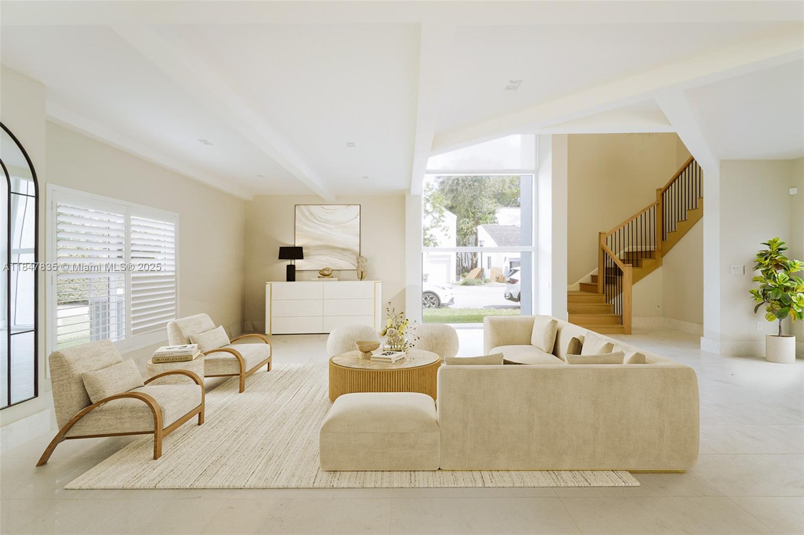 Welcome to 1981 - a beautifully updated home with 5 bedrooms, 4.5 bathrooms, and nearly 3,800 square feet of light-filled living space. Soaring ceilings, large windows, and sleek marble floors create a bright, open feel throughout.
The stunning kitchen features marble countertops, Wolf and Sub-Zero appliances, custom wood cabinetry, and opens to a private backyard. The spacious layout includes a dramatic staircase, upstairs loft, and large bedrooms with wood floors and vaulted ceilings.
The primary suite offers a luxurious retreat with exposed beams and a spa-like bathroom.
Extras include a 2-car garage, new laundry area, and a quiet gated community.
Move-in ready with modern style and thoughtful design.