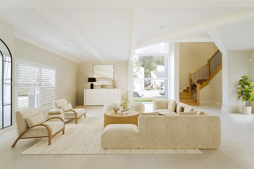 Welcome to 1981 - a beautifully updated home with 5 bedrooms, 4.5 bathrooms, and nearly 3,800 square feet of light-filled living space. Soaring ceilings, large windows, and sleek marble floors create a bright, open feel throughout.

The stunning kitchen features marble countertops, Wolf and Sub-Zero appliances, custom wood cabinetry, and opens to a private backyard. The spacious layout includes a dramatic staircase, upstairs loft, and large bedrooms with wood floors and vaulted ceilings.

The primary suite offers a luxurious retreat with exposed beams and a spa-like bathroom.
Extras include a 2-car garage, new laundry area, and a quiet gated community.

Move-in ready with modern style and thoughtful design.