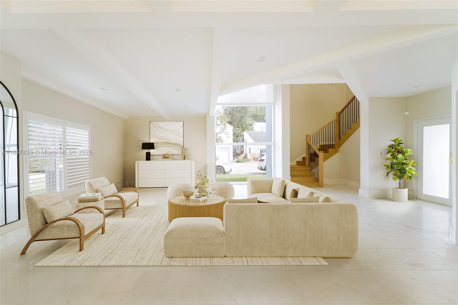 Welcome to 1981 - a beautifully updated home with 5 bedrooms, 4.5 bathrooms, and nearly 3,800 square feet of light-filled living space. Soaring ceilings, large windows, and sleek marble floors create a bright, open feel throughout.
The stunning kitchen features marble countertops, Wolf and Sub-Zero appliances, custom wood cabinetry, and opens to a private backyard. The spacious layout includes a dramatic staircase, upstairs loft, and large bedrooms with wood floors and vaulted ceilings.
The primary suite offers a luxurious retreat with exposed beams and a spa-like bathroom.
Extras include a 2-car garage, new laundry area, and a quiet gated community.
Move-in ready with modern style and thoughtful design.