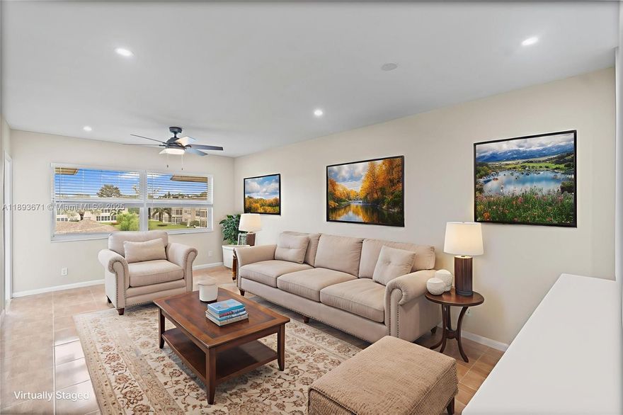 Step into this beautifully updated 1-bed, 1-bath condo in the heart of the vibrant 55+ Hawaiian Gardens community! Featuring a modern kitchen with quartz countertops, stainless steel appliances, and an open layout perfect for entertaining. Enjoy the sleek, renovated bathroom and a spacious Florida room with serene garden views — ideal for relaxing or as a cozy office space. Tile floors throughout, with plenty of natural light, and a peaceful community featuring walking trails, a pool, a clubhouse, and more. Easy access to shopping, dining, and major highways. Association requires 55+. No leasing for the first 2 years.