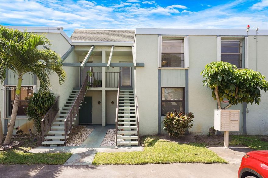 Welcome to Palm Springs III, a 55+ community. This 2-bedroom, 2-bathroom condo features approximately 1,000 sq ft of living space and is located on the second floor. Inside, you’ll find a functional open kitchen, tile and concrete flooring throughout, and ceiling fans. The primary bedroom includes a walk-in closet, in-unit washer and dryer adds to everyday ease.
Enjoy views of the golf course from your enclosed balcony. The unit also comes with one assigned parking space.
Residents have access to great community amenities including a pool and shuffleboard courts. Ideally located near major highways, shopping, and dining, and just 30 minutes from the beach.