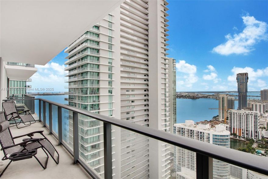 Reintroducing to market: Bright and modern 1-bedroom, 1.5-bath condo at Paraiso Bayviews, offering floor-to-ceiling windows, 9-ft ceilings, a sleek open kitchen, and a spacious private terrace with Miami skyline views. This well-appointed residence includes a convenient half bath for guests and generous living space for entertaining or relaxing. Enjoy full access to resort-style amenities: rooftop pool, fitness center, spa, tennis court, game room, theater, and beach club. Located in vibrant Edgewater, just minutes from Wynwood, Design District, and Downtown Miami. Don't miss this rare opportunity to own in one of Miami's most sought-after luxury towers.