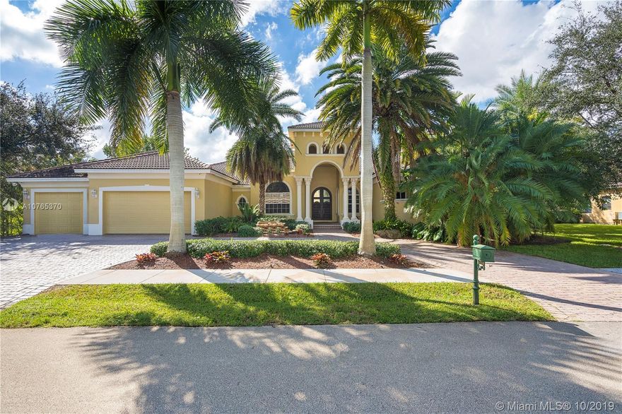 Welcome to Stonebrook Estates. This San Michelle model home features five bedrooms, five and one half bathrooms, marble floors throughout, and home theatre. Master bedroom boast three closets, large sitting area & wet bar. Kitchen features double wall ovens, 6 burner gas range with griddle & large island. Enjoy the luxuries of the community, waterway views, tree-lined streets, and spacious lots. This elegant gated community enjoys the utmost in privacy and seclusion, Tennis courts, basketball court, sand volleyball court, playground & clubhouse.