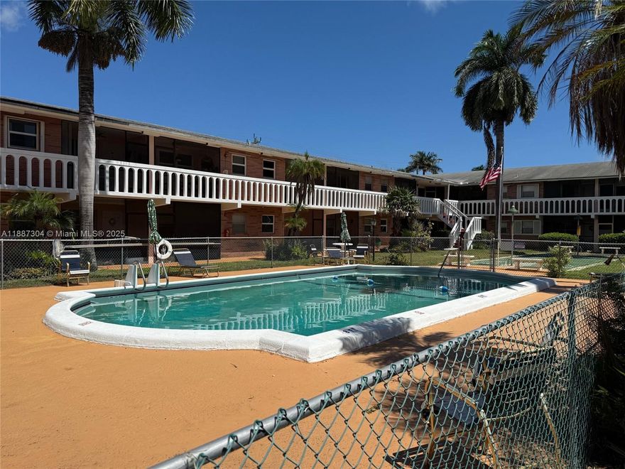 Fixer-Upper Opportunity! Ground-floor 1-bedroom, 1-bath condo in the El Dorado 55+ community. Needs updates, and the price reflects its condition. Features a screened patio with pool views and a prime Hallandale Beach location near the ocean, shops, and Gulfstream Village. An excellent opportunity to purchase a retirement or winter home at an affordable price and add value through renovations. Perfect for buyers ready to create their own Florida retreat. Being sold As-Is. Cash only.