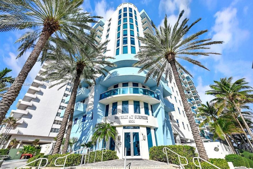 Direct Oceanfront Views –Lowest priced 3 Bedroom in Surfside with 2 Parking spaces! Live in a upscale beach town known for its uncrowded, pristine beaches! The Waverly is a boutique high-rise, this 3-bedroom, 2-bath, split level layout residence offers 1,239 SF of living space with 321 SF wraparound terrace and ocean views from every room. Updated kitchen, tile floors, washer/dryer, impact windows & doors, and a new A/C. Highspeed internet included, fitness center, beachfront pool, BBQ area, lounge with billiards, volleyball court, and on-site management. Pet-friendly and surrounded by luxury neighbors like Four Seasons & Fendi Château. Walk to Bal Harbour Shops, top restaurants, grocery, and places of worship.Beachside paths for biking, running, and walking. Reserves included in HOA fee.
