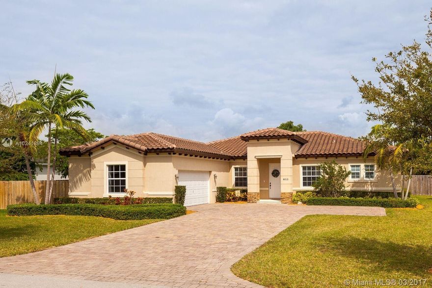 Beautiful and ready to move in 2012 built executive home in Cutler Country Estates. Impeccably maintained 4BR/3.5BA on large 13000+SF corner lot! 2 car garage w/ample parking on paved driveway. Expansive Kitchen w/granite counter tops and island that opens to Family Rm; perfect for entertaining. Open & airy floor plan. Large Master suite and bath. This home features: Media panel, Impact windows, 24x24 tile throughout, split plan, Laundry Room and Private fenced in back yard with room for pool. A must see!