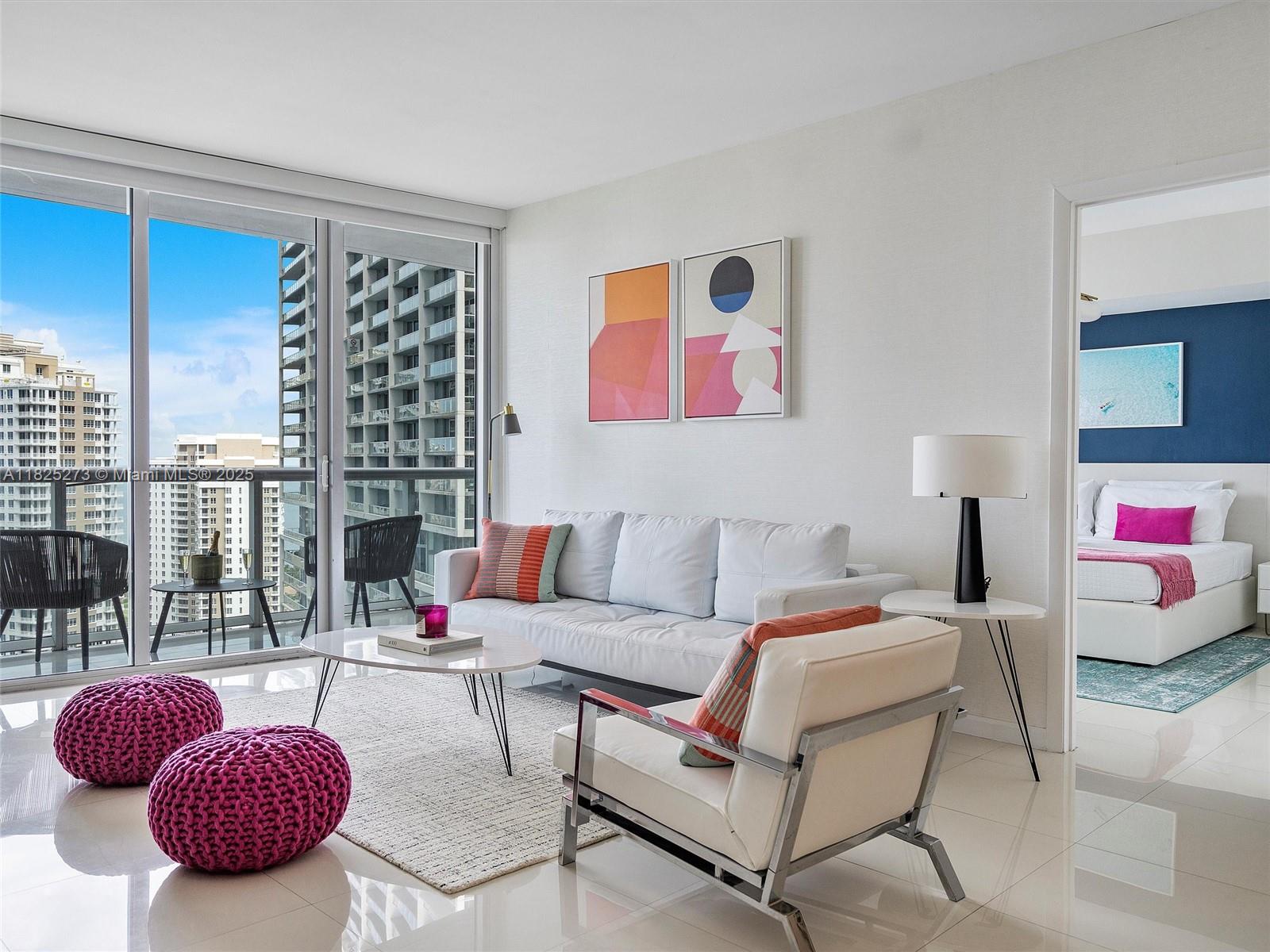 Views of Brickell, Miami River, Downtown Miami and the Bay. Spectacular remodeled one-bedroom unit, located at the heart of Brickell. Icon Brickell features a 5-star spa and fitness center with pilates, spinning, massage rooms, and more, as well as a 300 ft pool. Short-term rentals are allowed offering excellent income potential in one of Miami’s most desirable locations
Completely remodeled unit by professional European designer with beautiful furniture and complete equipment, not included but negotiable.