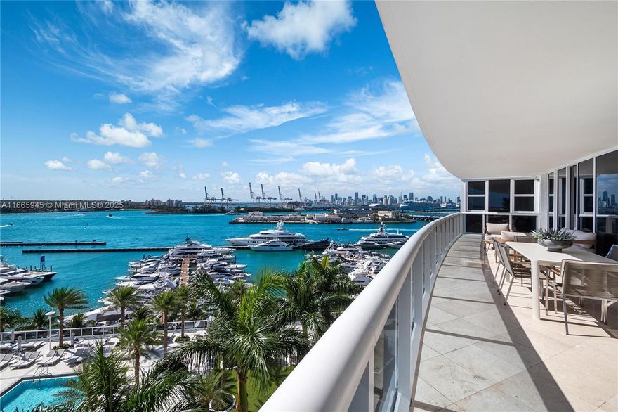 Discover Miami luxury living in this expansive 2,000+ SF residence with an impressive 500+ SF wraparound terrace. The highly sought-after '06 line features an exceptional layout, offering panoramic sunrise to sunset views of Biscayne Bay, Miami Beach Marina, and Miami's skyline. The open-concept design allows for breathtaking water views from every room, seamlessly blending indoor and outdoor living. The sleek, modern kitchen is outfitted with top-of-the-line appliances and premium finishes. Murano Grande provides resort-style amenities, including a pool, fitness center, tennis courts, & 24-hour concierge service. Situated in the exclusive South of Fifth neighborhood, you're just steps away from Miami's finest dining, shopping, and beaches.
