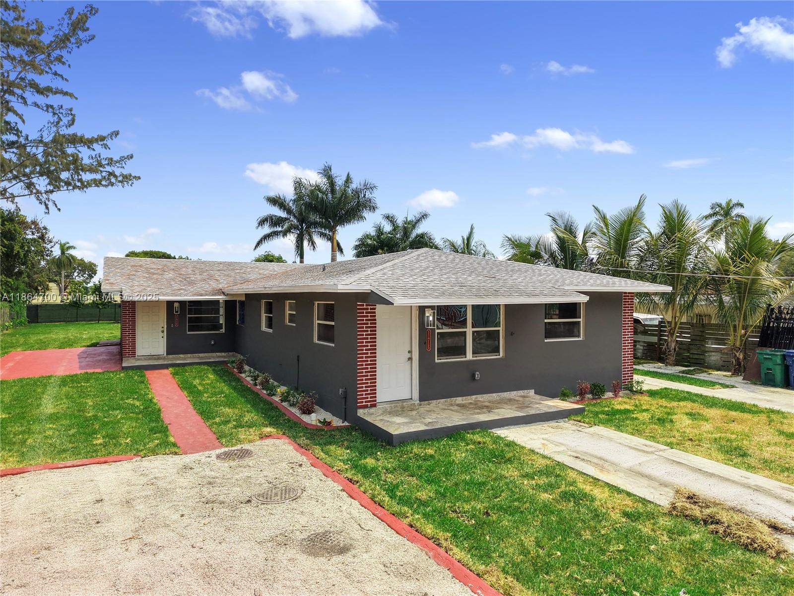 Rare opportunity to own a fully renovated duplex featuring two modern units! The front unit offers 2 bedrooms, 1 bath with open living and dining, brand-new stainless steel appliances, in-unit laundry hookups, tankless water heater, and ample parking. The spacious back unit features 3 bedrooms, 2 baths, a walk-in closet, and direct access to a massive private backyard. Both units showcase abundant natural light, new finishes throughout, and impact windows coming soon. Pet-friendly and designed for comfort and convenience, this property is ideal for investors or end-users seeking rental income while living on-site. Prime location with easy access to Gratigny Expressway, Miami Dade North Campus, and Amelia Earhart Park. A true turnkey investment!