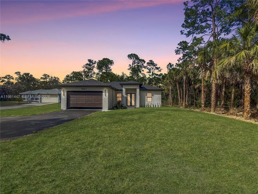 Welcome to your brand-new modern home on 1.14 acres in peaceful Golden Gate Estates! This beautifully designed home features an open layout, high ceilings, and a sleek kitchen with quartz countertops and stainless appliances. Enjoy a spacious primary suite, guest-friendly layout, and a south-facing backyard perfect for a future pool or garden. With no HOA and zoning that allows animals and RVs, the possibilities are endless. Privacy, space, and style — all just minutes from Naples’ top schools, shops, and more. Schedule your showing today!