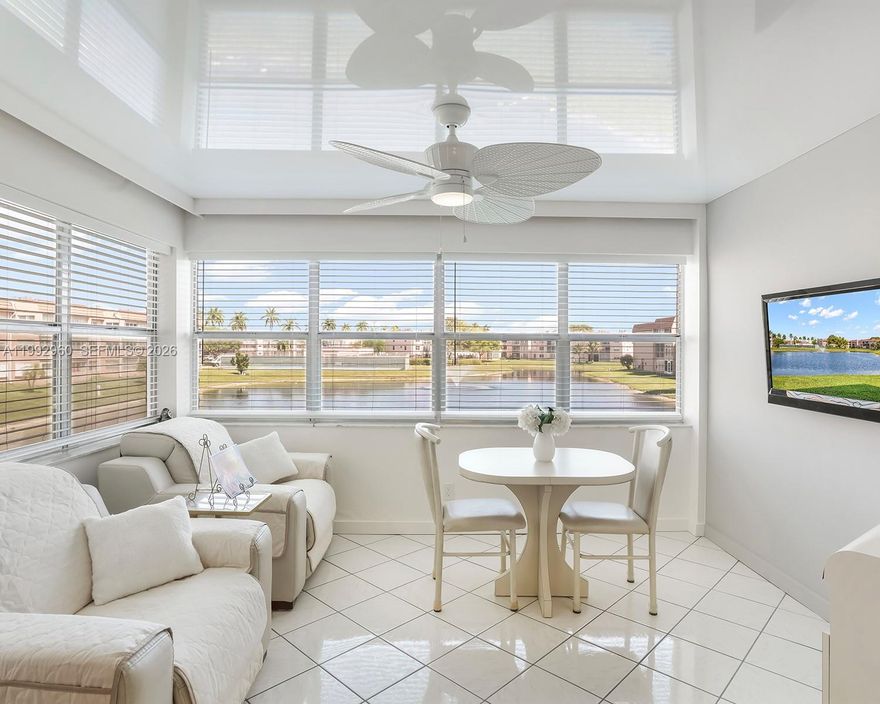 Welcome to this stunning, remodeled 1-bedroom, 1.5-bath condo in the highly desirable Sunrise Lakes Phase 3.

This beautifully updated unit features an open kitchen with granite countertops and stainless steel appliances, modernized bathrooms, sleek new flooring, and an elegant “Extenzo” stretch ceiling that adds a sophisticated touch. Enjoy breathtaking water views that create a peaceful and relaxing atmosphere.

Ready to move in—all furnishings included, making this a true turnkey opportunity!

Located in the Sunrise Lakes Golf Course community, known for its quiet, beautifully maintained surroundings and vibrant clubhouse lifestyle. Amenities include FREE golf, a gym, tennis courts, live shows, movies, theater, a high-tech fitness center, and both indoor and outdoor pools—plus much more!

The neighborhood is serene and well-kept, and residents benefit from a complimentary courtesy bus with convenient access to nearby shopping and attractions.

55+ community (per association).

Monthly fees conveniently include golf, cable, internet, water, and insurance—offering exceptional value and ease of living.

Don’t miss this opportunity to enjoy resort-style living! Contact me in English or Français for more information or to schedule a showing.