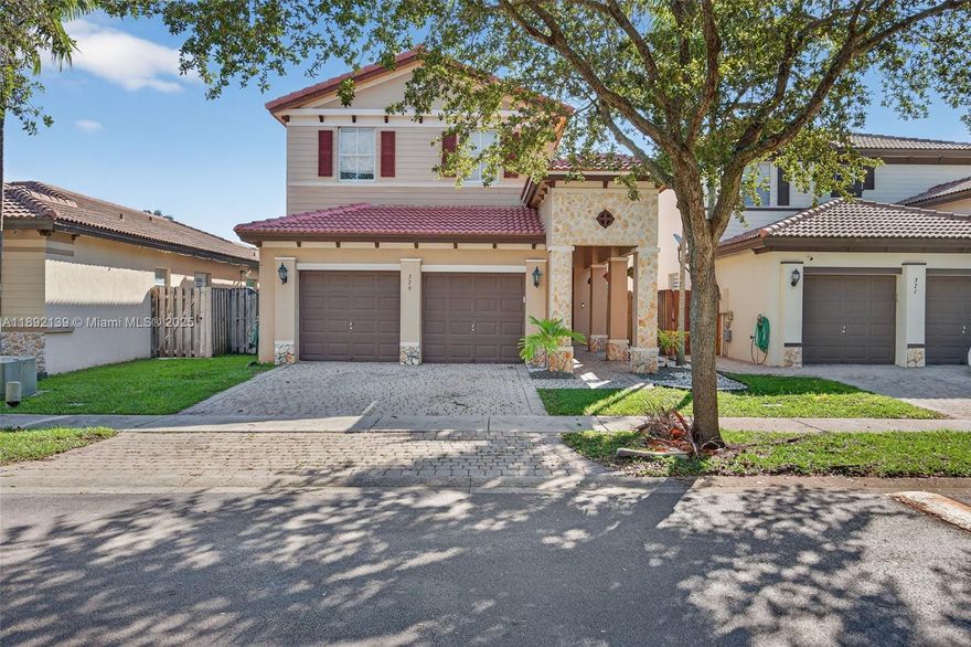 Welcome to this stunning 3-bedroom, 2.5 bath home in a gated community offering space, comfort, and peace of mind. With over 2,500 sq ft, all bedrooms are upstairs, creating a perfect layout for entertaining on the main level. The open kitchen features granite countertops, stainless-steel appliances, and plenty of storage. Enjoy peaceful water views from the fenced backyard or relax in the spacious primary suite. Built in 2008 with a new roof (2025), A/C (2024), and complete hurricane shutter protection, this home blends modern comfort with lasting value. Community amenities include a resort-style pool, gym, spa, social room, and playground. A 2-car garage and ideal location complete the package!