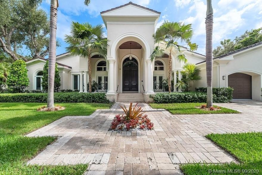 Prepare to be impressed with this stylish residence on the desirable Coral Gables Waterway. The 7,456 Sq.Ft. impeccably maintained and presented home has soaring coffered ceilings and French doors that allow for abundant natural light. The floor plan includes a beautiful living room, generously proportioned upscale kitchen with breakfast area, dining room, six bedrooms and two family rooms. The dreamy principal bedroom suite, with luxurious bathroom, sauna and two walk-in closets, offers comfort and relaxation. Other highlights of the property include a covered terrace, salt-water lap pool and an expansive 116 ft private dock with a boat lift up to 22,000-pound capacity that has an elevated wood sun deck ideal for entertaining. This breathtaking resort-style home offers year-round delight!