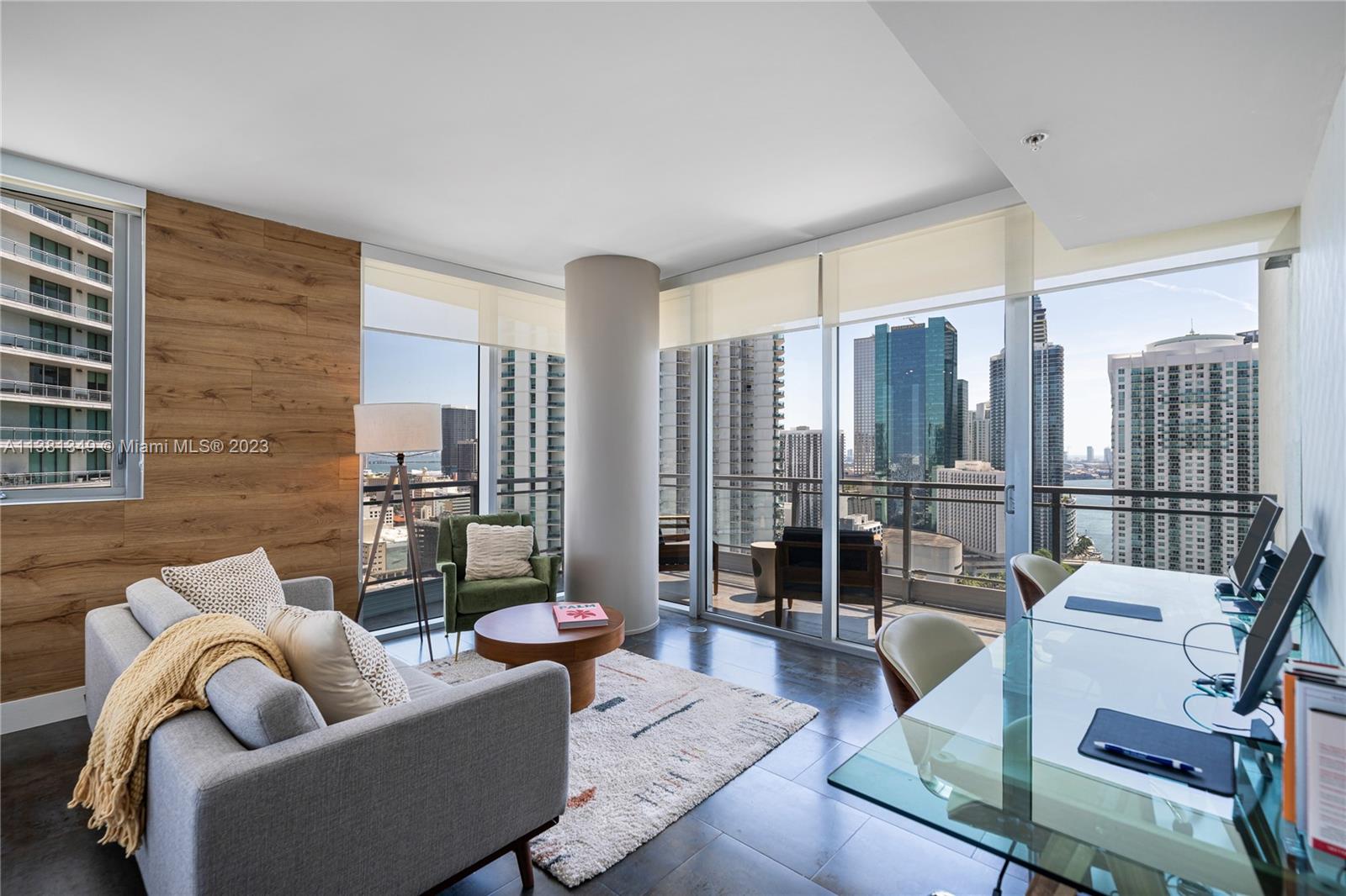 For sale is a tastefully updated 31st-floor corner unit with 2 bedrooms and 2.5 bathrooms. At 1,389 sqft, it boasts stunning views of the Miami River and City of Miami. The split plan allows for comfortable living, and the spacious floorplan offers ample space with large bedrooms and generous closet space. Modern finishings create a luxurious atmosphere, and the unit features a washer/dryer and floor-to-ceiling windows of impact glass for day and nighttime views. The highly sought-after building offers great amenities such as indoor/outdoor spas, a large pool, gym, and Zen meditation gardens, plus 24-hour security, valet parking, and a children's area. Experience "a house in the sky" and enjoy all the building has to offer.