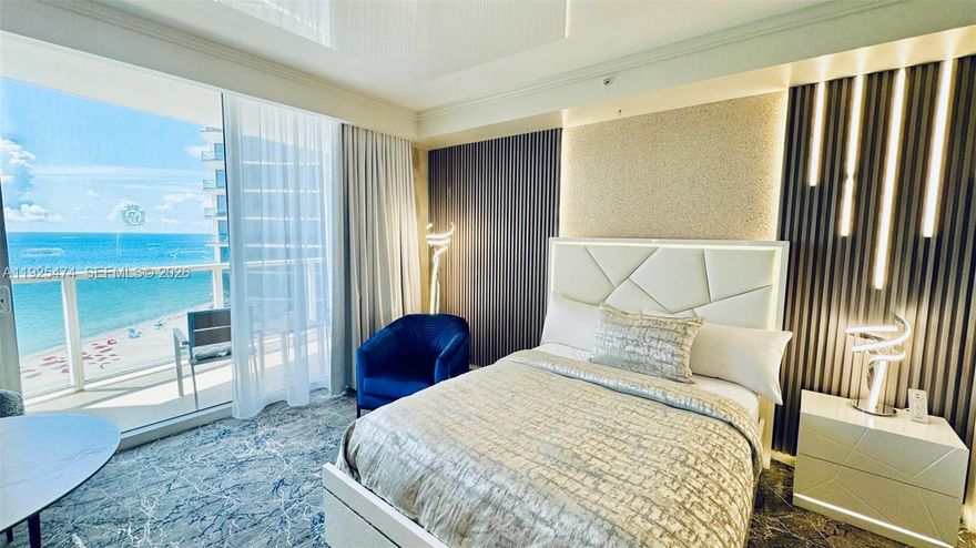 Welcome to South Florida Paradise* Prime Location* Fully Renovated in 2024, this Deluxe 551 Sq. Ft. Oceanview Studio at Trump International in Sunny isles Beach!
Offers Luxury, Comfort & Unbeatable views! The unit features 2 New Queen Beds, Italian furnishings, a Spacious Full Bath & Private Balcony overlooking the Ocean. Enjoy Wet Bar and a modern white kitchenette with Nescafé coffee station, 65-inch TV, premium linens, blackout curtains & elegant lighting throughout. the Resort provides access to Spa, Pools, Gym, Beach services, dining options & valet parking. 
Walk to top Restaurants, Shops & entertainment. A turnkey Oceanfront Gem—Perfect for Personal use or Investment. AIRBNB- STR-02900.