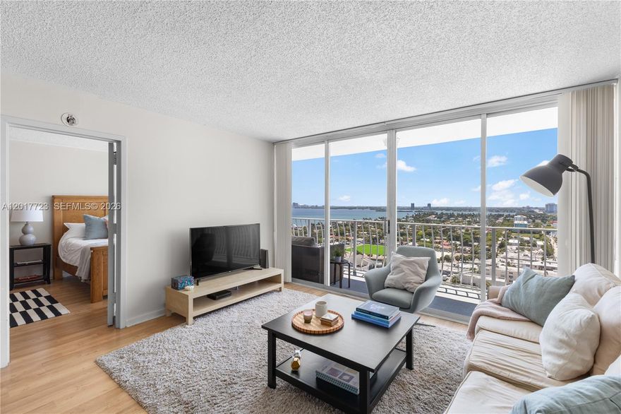 Spacious 2BD/2BA residence at Grandview Palace featuring a split floor plan, ample storage, and beautiful bay and city views from a large private balcony. Original condition with great potential to renovate and make it your own. One double length tandem parking space accommodating two cars is included.

Building amenities include 24 hour security, a waterfront pool deck, jacuzzi, marina with dock slips available for rent or purchase through private owners, on site shops and restaurants, preferred rates at Treasure Island Fitness, and proximity to Petralunga restaurant.

Located in North Bay Village next to the Shoma Bay development, home to the future Publix, Shoma Bay Food Hall, and the future AFA Sports Center.