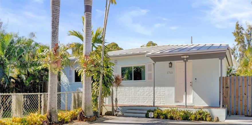 Must see this charming 2BDRM/1BATH home, completely renovated with so many upgrades. Beautiful original wood flooring, dining room featuring a wet bar, metal roof (2023) new Rheem A/C, Impact Windows, and Samsung W/D.
Large back yard is completely fenced and private, perfect for pets and entertaining. All underground plumbing has been replaced. Ideally located near Wilton Manors and downtown Fort Lauderdale in South Middle River. Original Floor plan is 3BDRM/1BATH and can easily be converted back with no restrictions.  COMMUNITY LENDING PROGRAM OFFERS UP TO  $15,000 FOR THIS PROPERTY  TOWARDS DOWN PAYMENT OR CLOSING COSTS, exclusively through Mortgage Professionals.